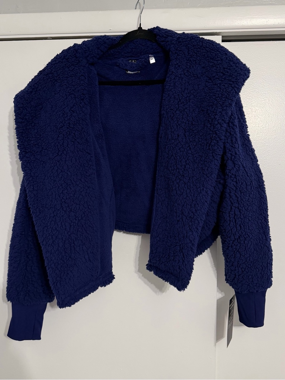 Jill Martin Classic Cropped Sherpa Lounger Jacket Indigo - Size M/L